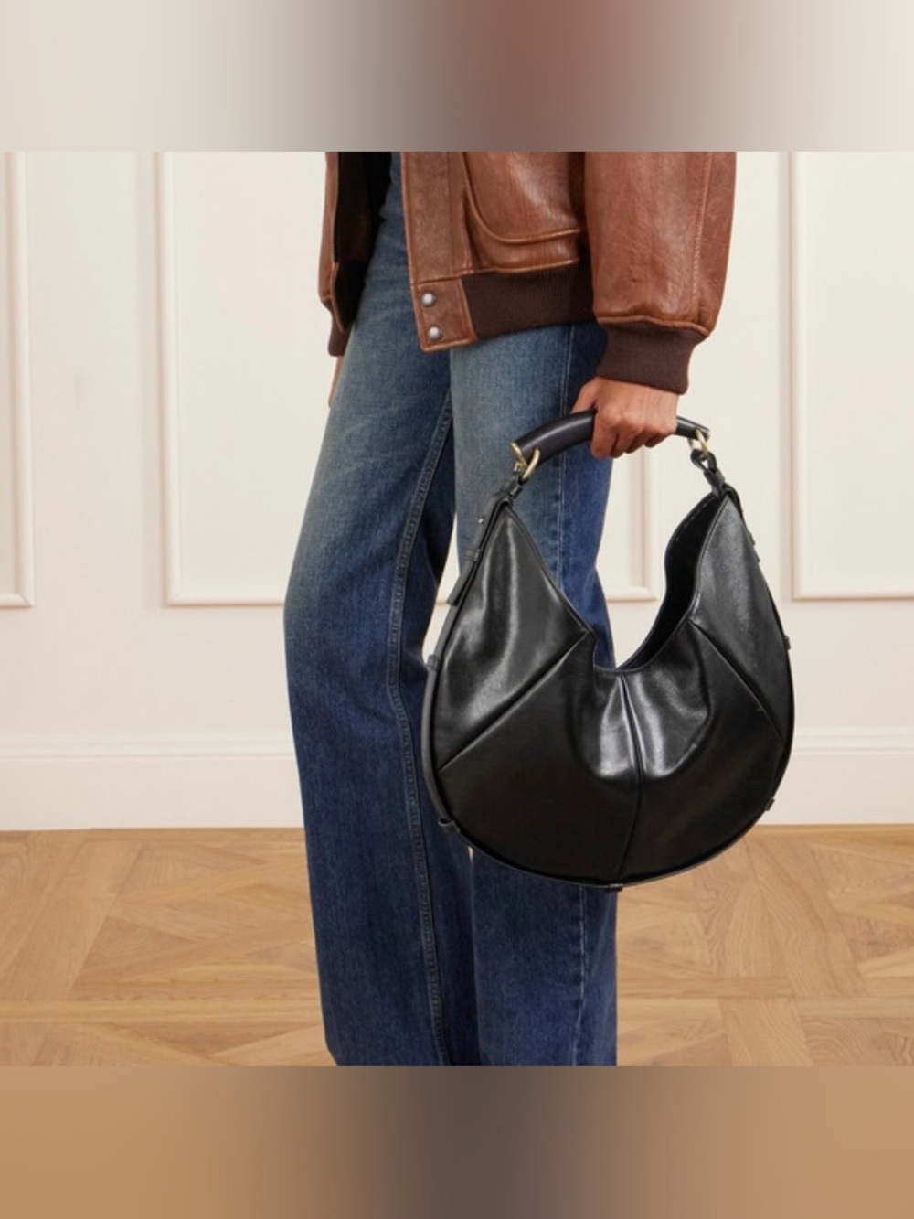 SAINT LAURENT Mombasa medium labeled leather hobo shoulder bag - Picture 3 of 6